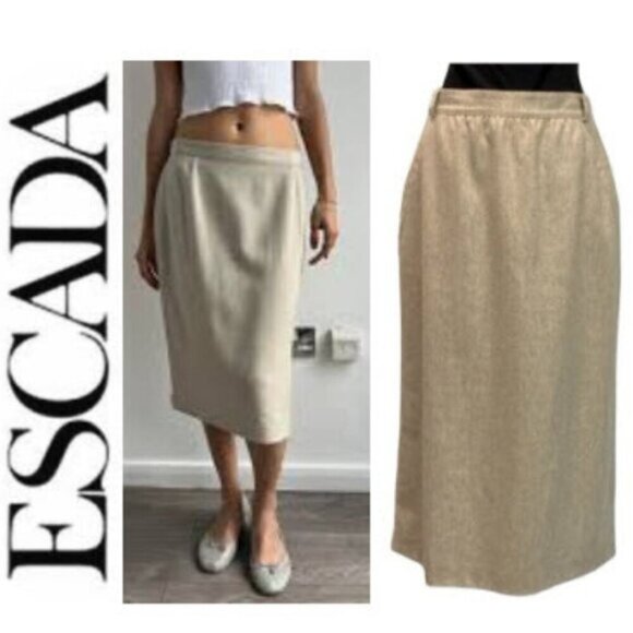 Escada Beige Wool Tweed Long Skirt Size Medium - Picture 1 of 14